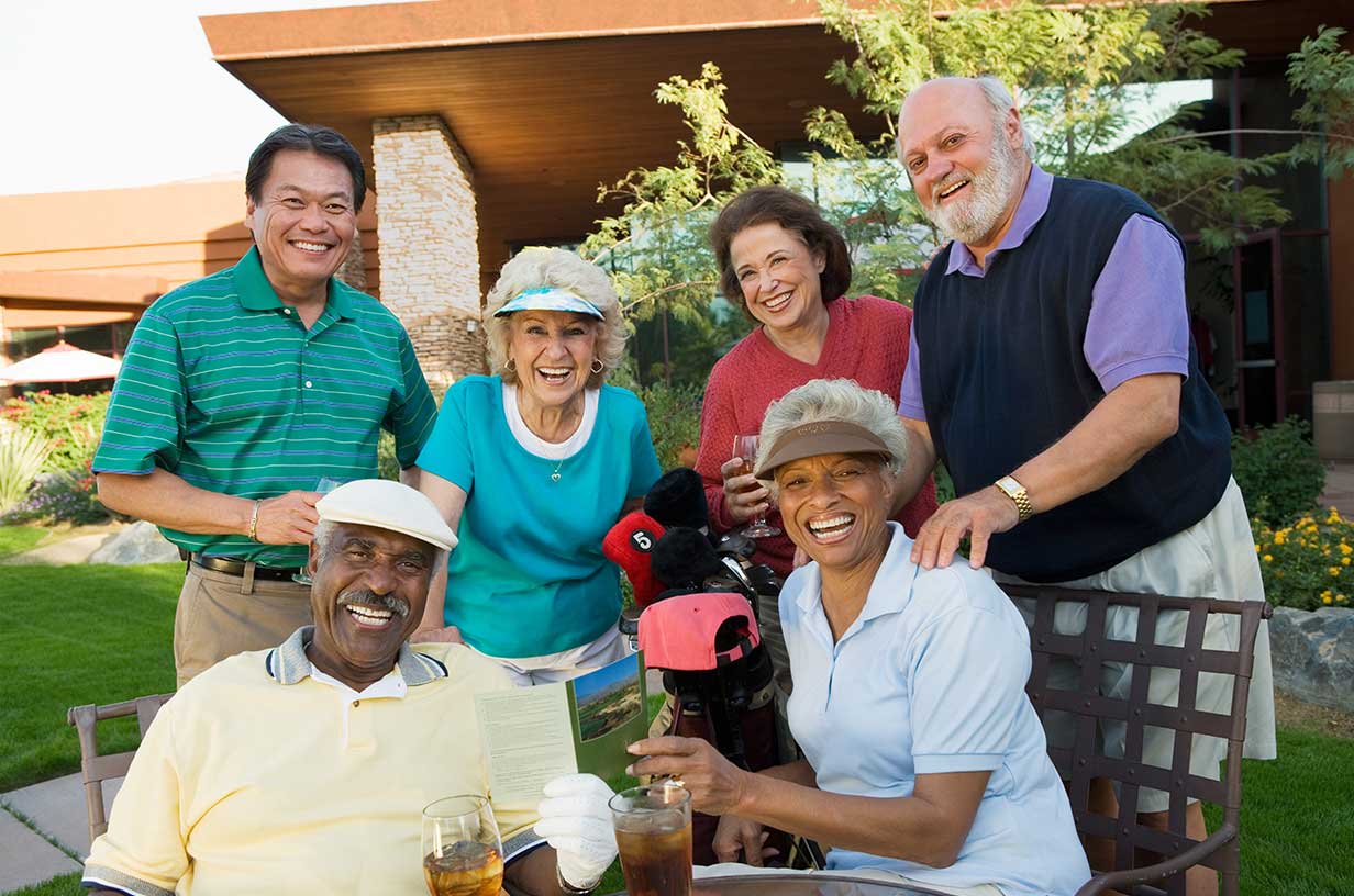 older adults at a golf course