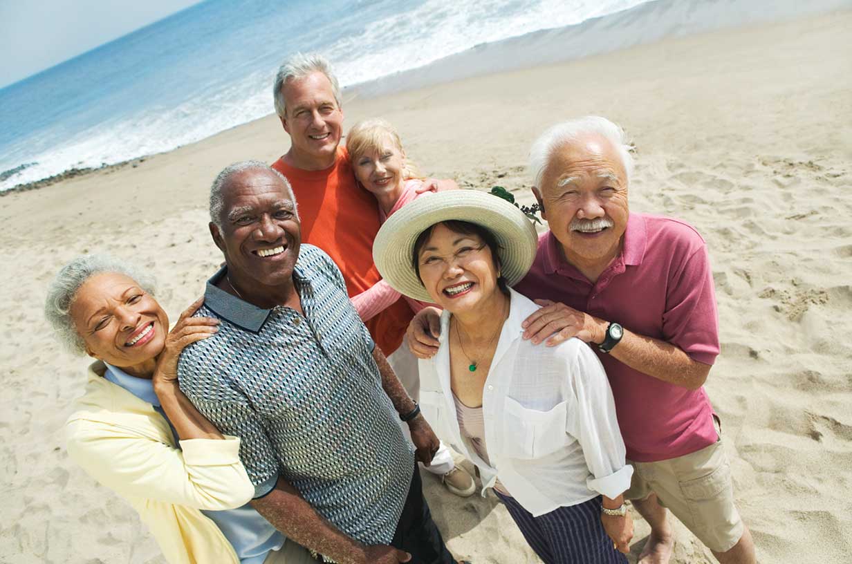 retired people on the beach